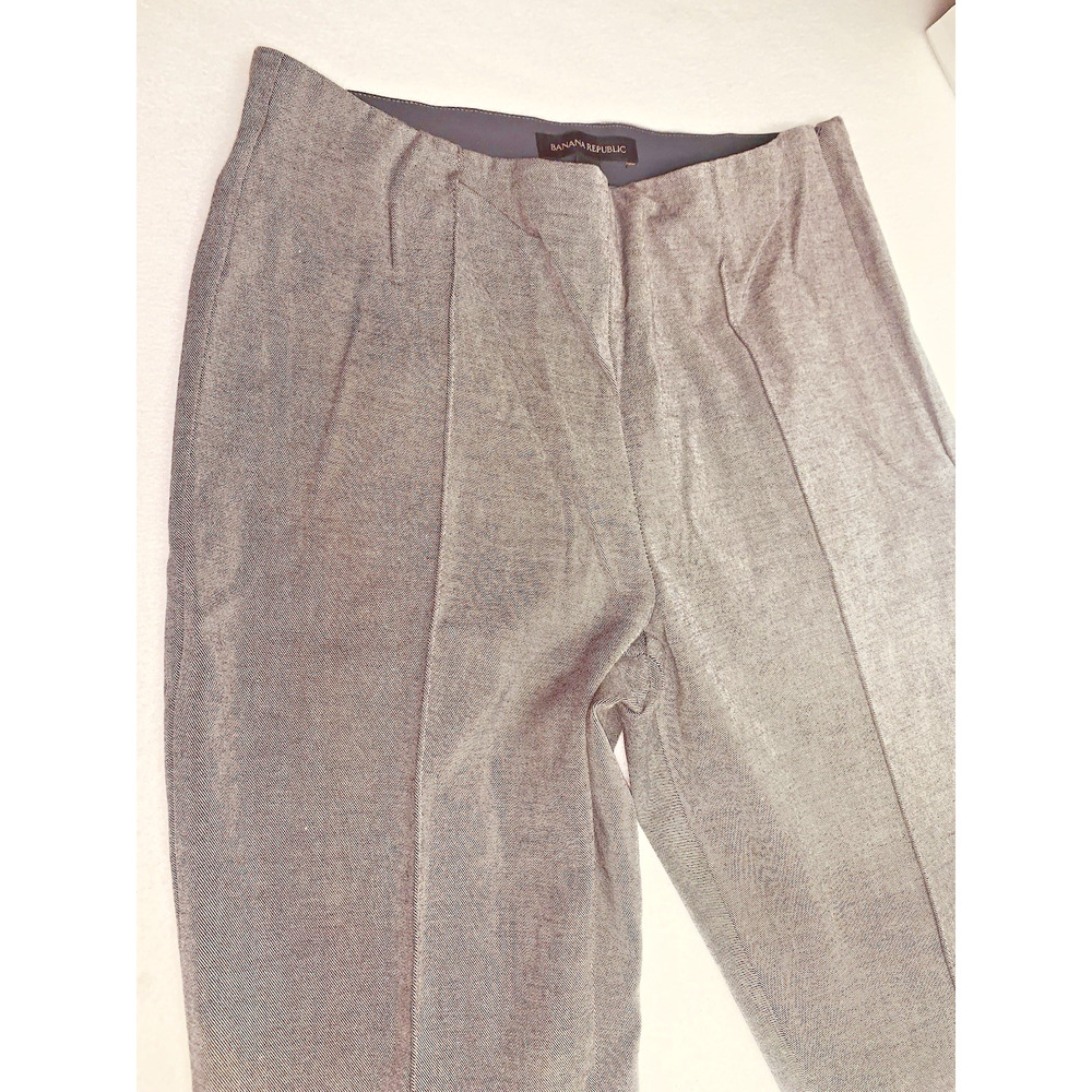 Sz 6 Womens Pants BANANA REPUBLIC Gray Cotton Blend Tapered Leg Zipper Ankle GUC